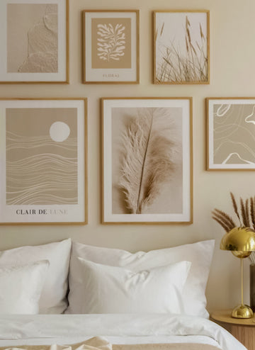 Beige Abstract Wall Art in bedroom.