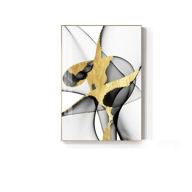 Gold and black abstract canvas poster.