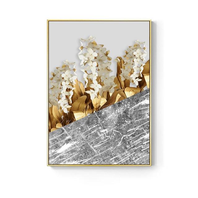 Gold plant canvas poster.