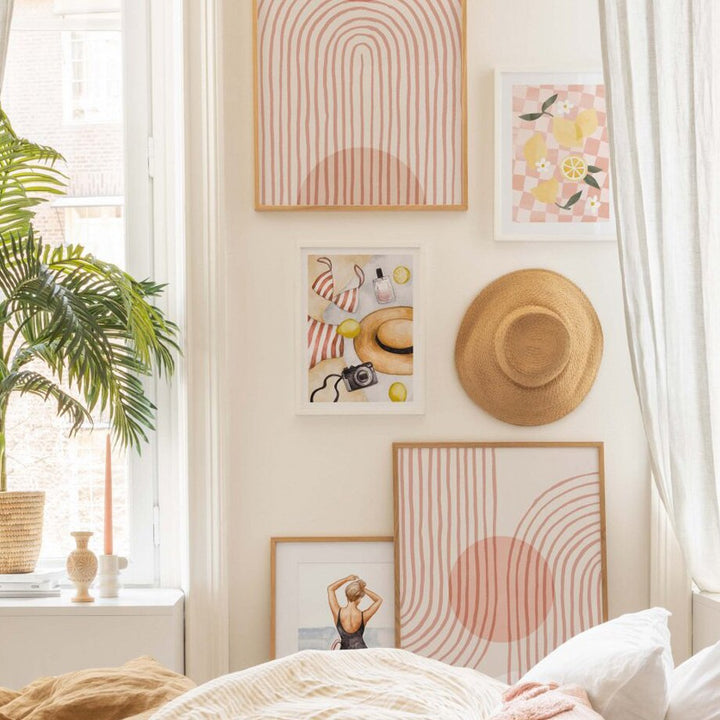 Pink abstract wall art set.