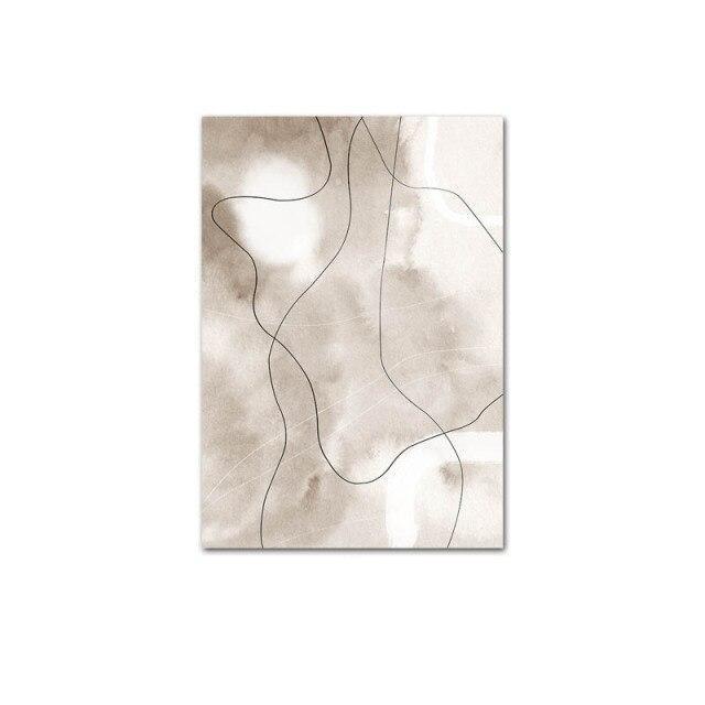 Beige line art canvas poster.