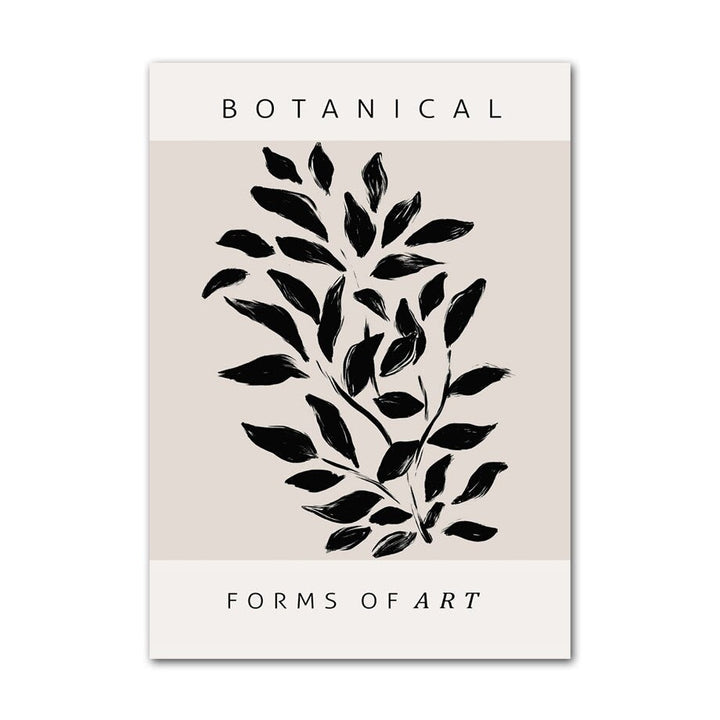 Black leaves on beige background poster.