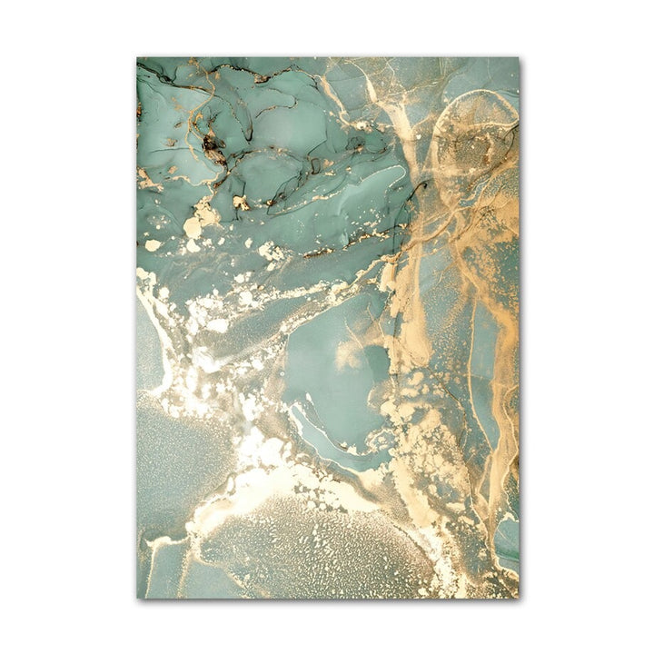 Green and gold canvas poster.