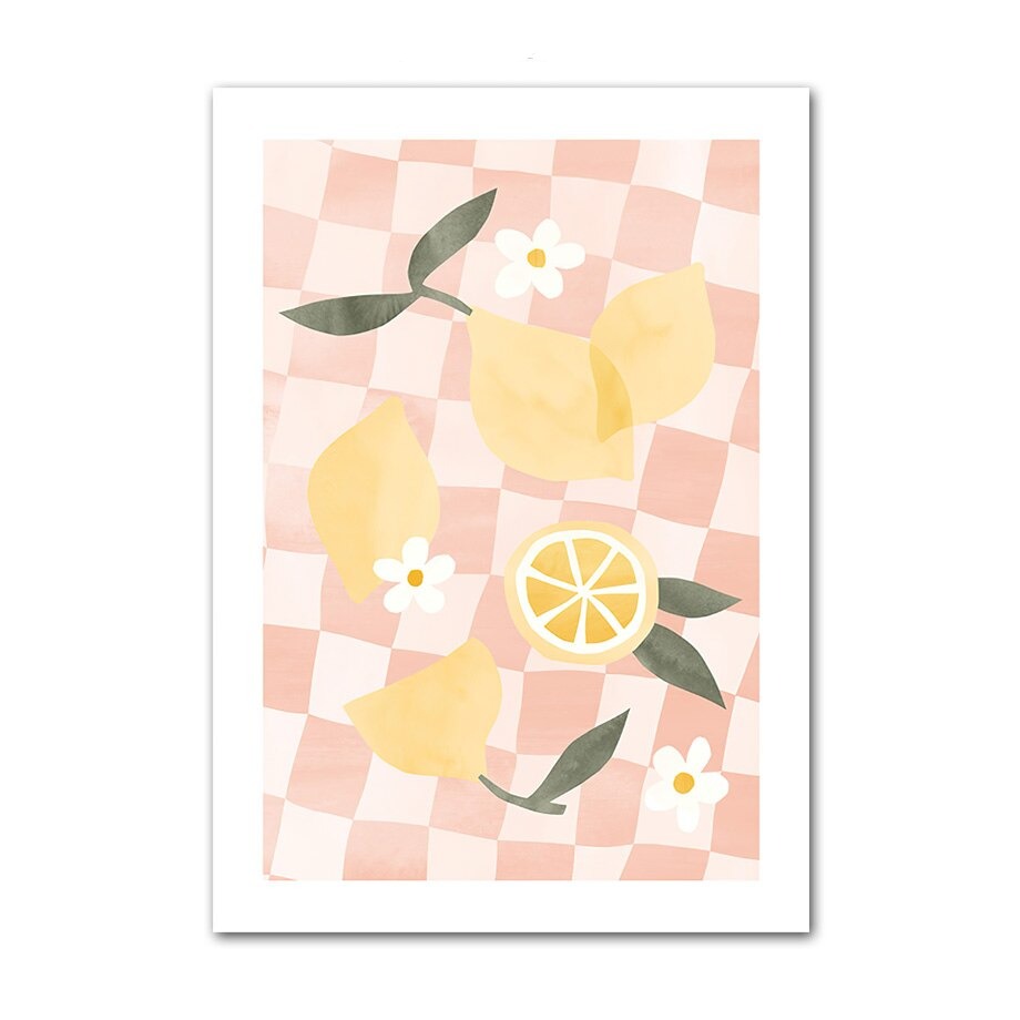 Lemons on a blanket painting canvas poster.