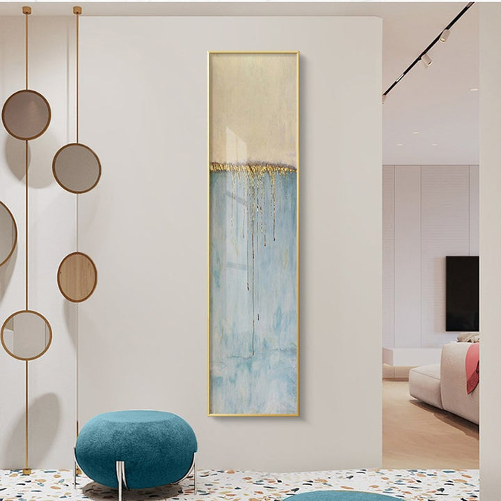 Abstract large canvas print in hallway.