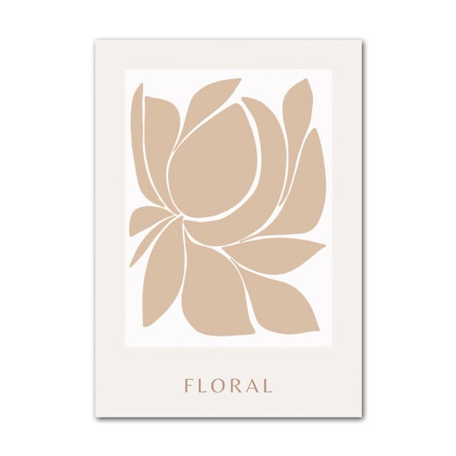 Abstract beige floral poster.