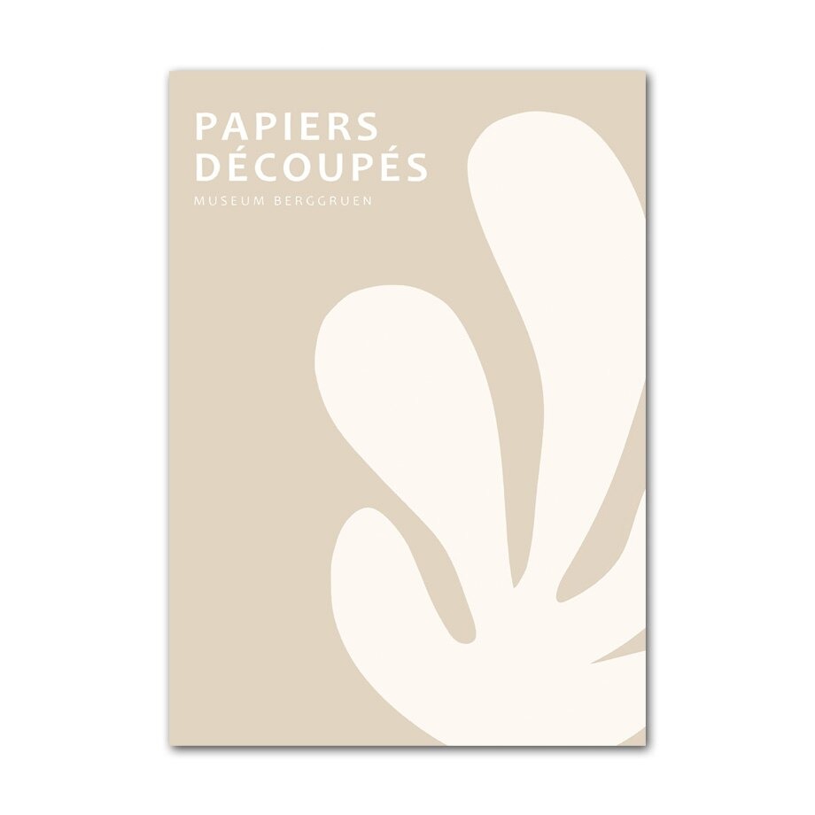 Abstract floral beige minimalist canvas print on neutral background
