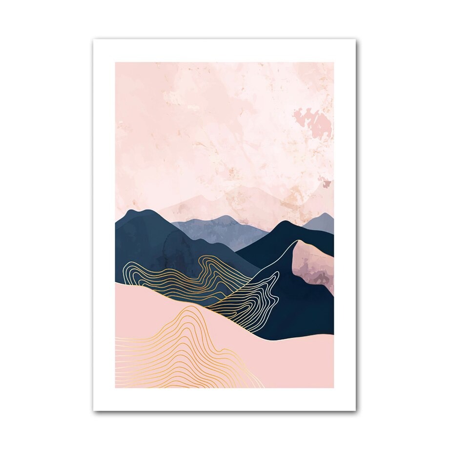 Abstract mountain canvas painting.