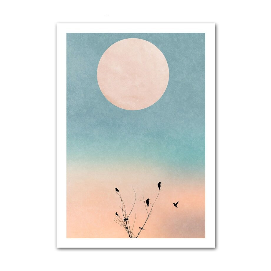 Abstract sunset canvas poster.