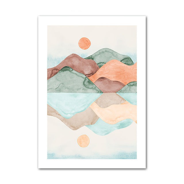 Abstract tropical mountain poster.