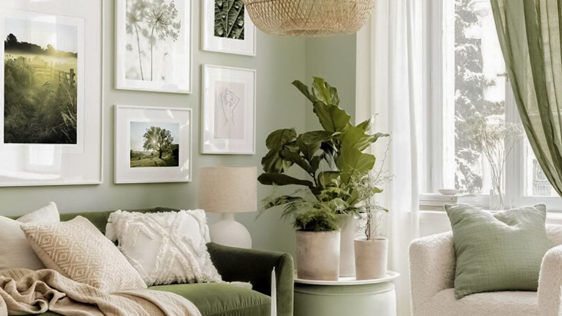 Nature wall art gallery in living room.