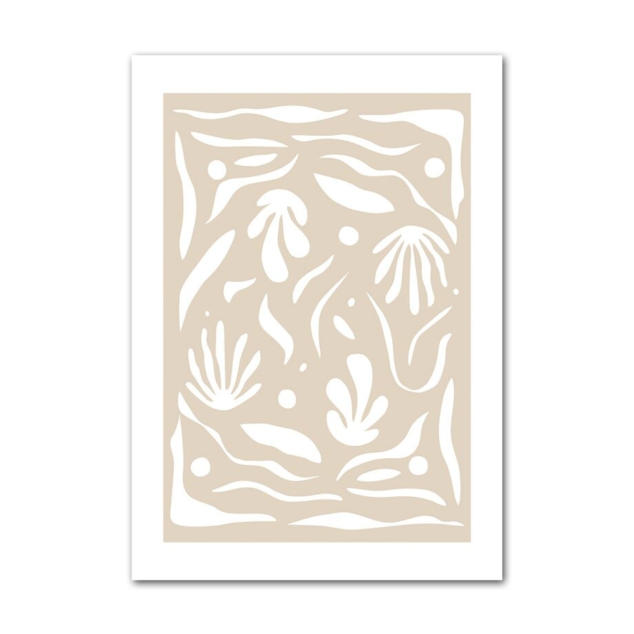 Beige abstract canvas poster.