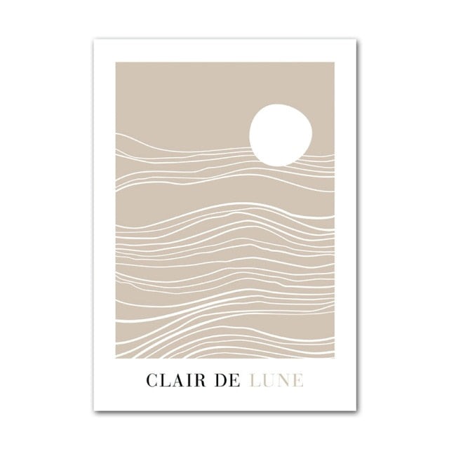Beige abstract sun poster.
