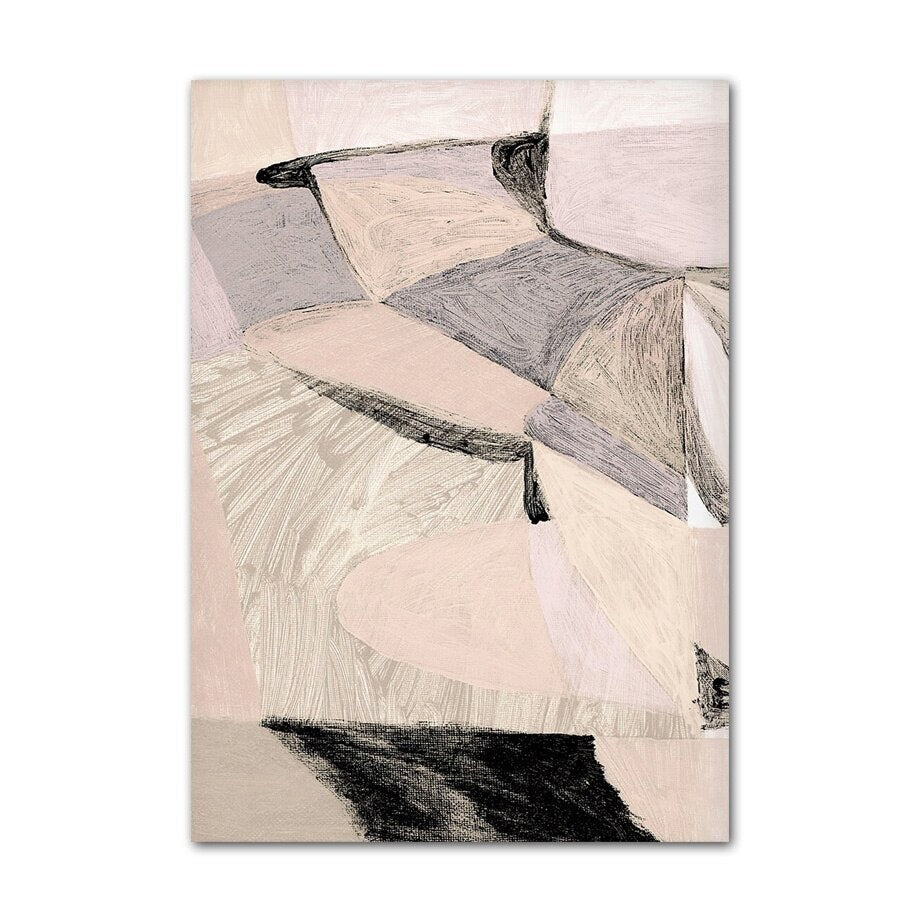 Beige and black abstract canvas poster.