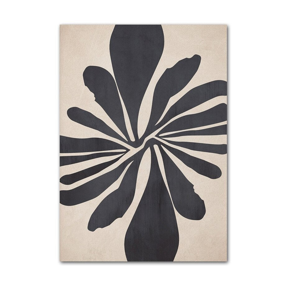 Beige and black abstract canvas print — muted tones wall art