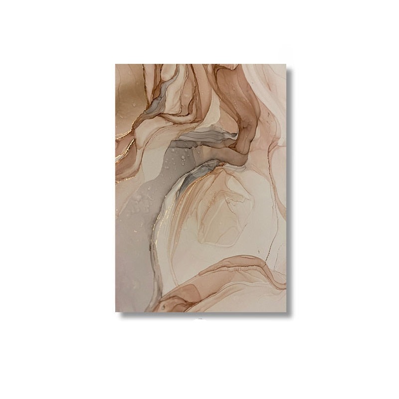 Brown and gold abstract canvas poster.