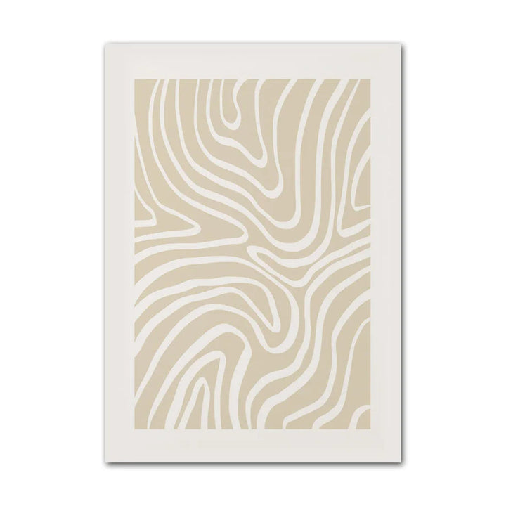 Cala organic wave stripe canvas print in cream and beige