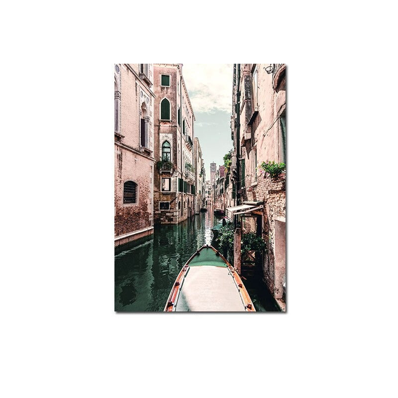 Venice city stream canvas poster.