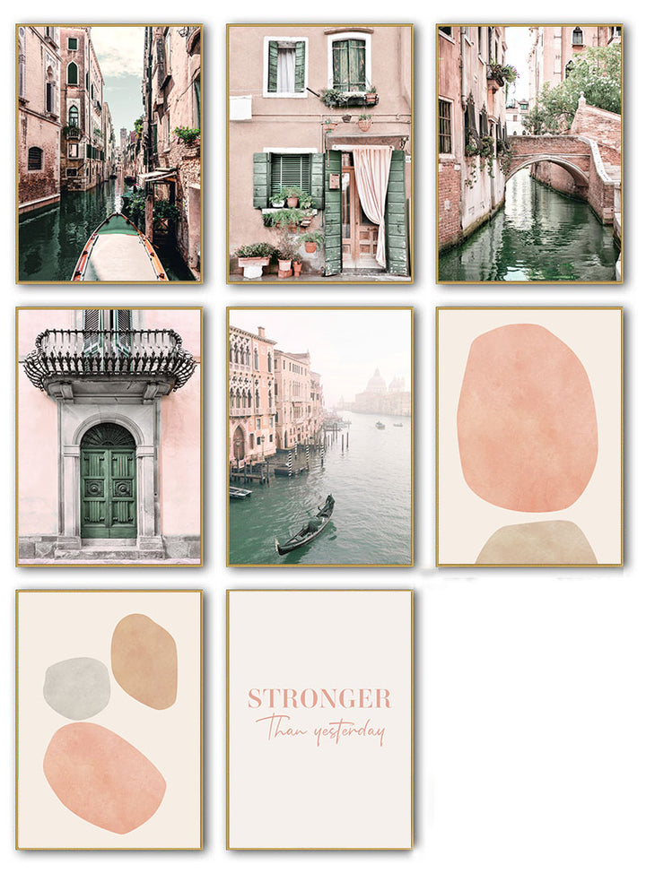 Colourful Italy Venice wall art set.