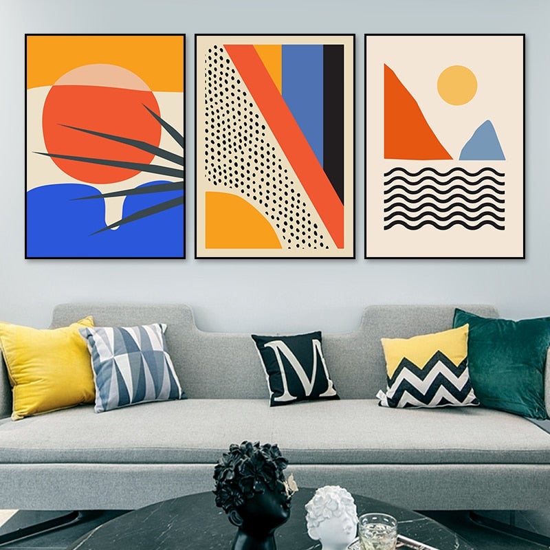 Colourful wall art set of 3.