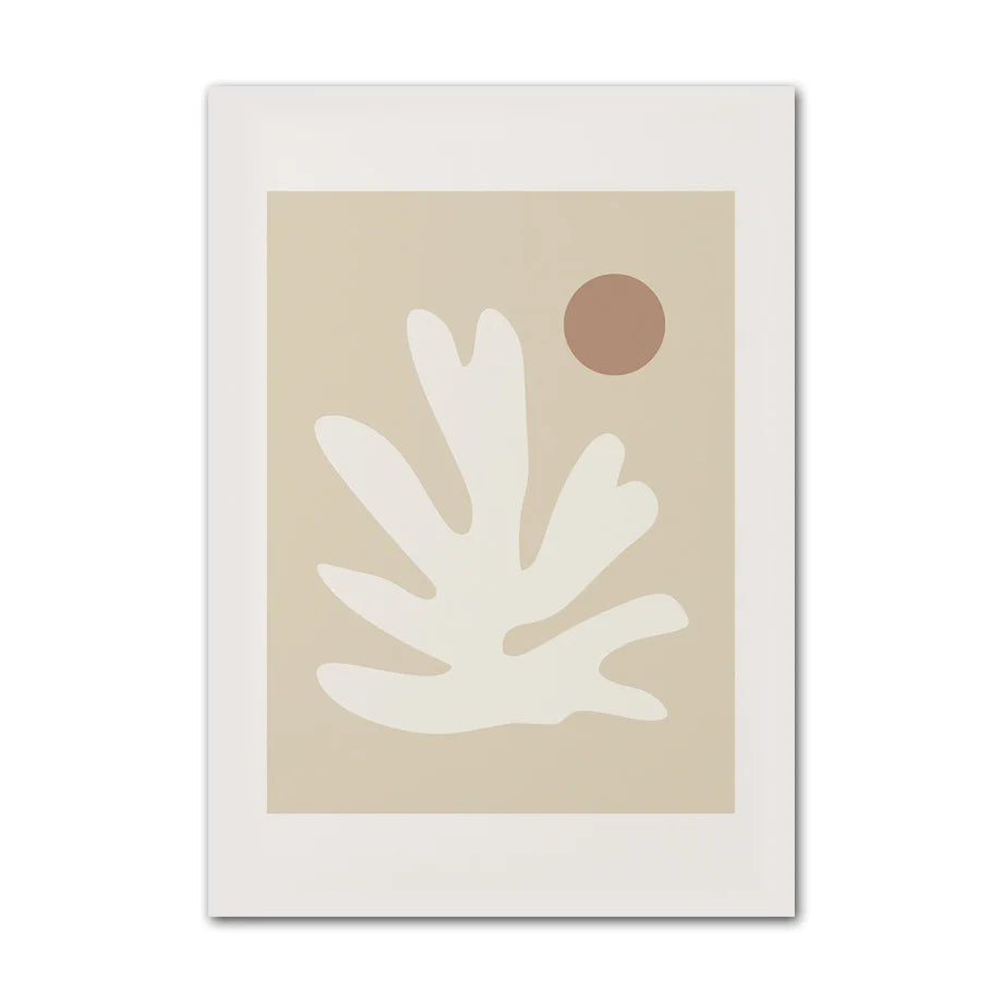 Coral bloom abstract leaf canvas print with terracotta accent