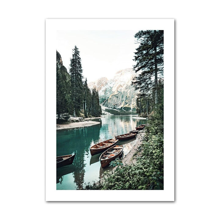 Forest lake canvas poster.
