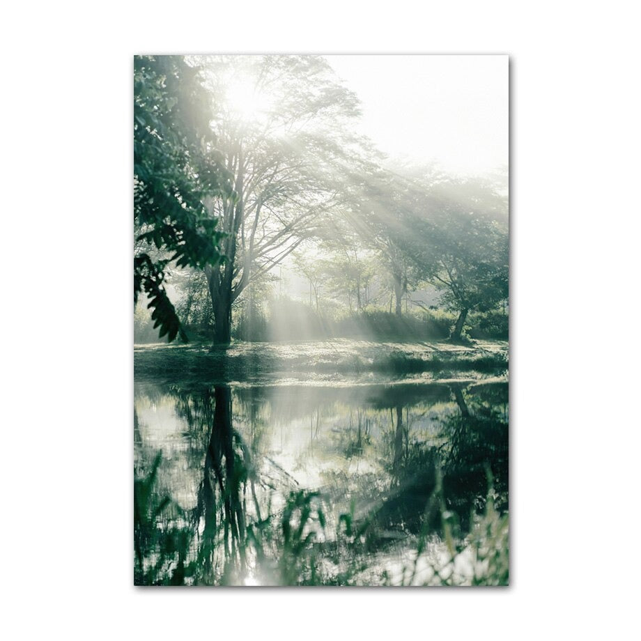 Forest sunrise canvas poster.