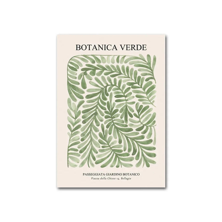 Green botanical canvas poster.