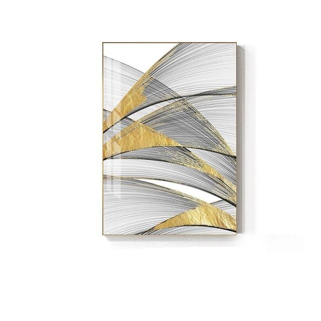 Gold and black abstract canvas poster.
