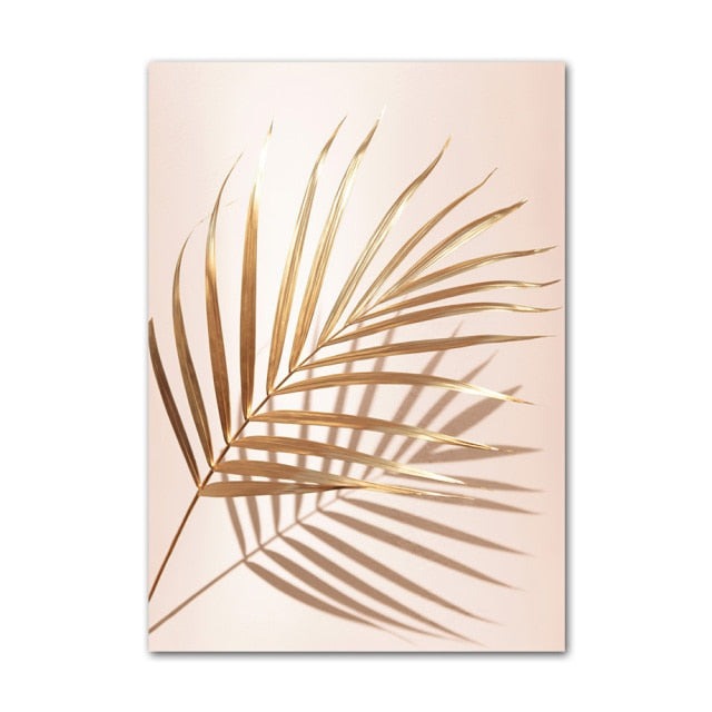 Gold leaves canvas poster.