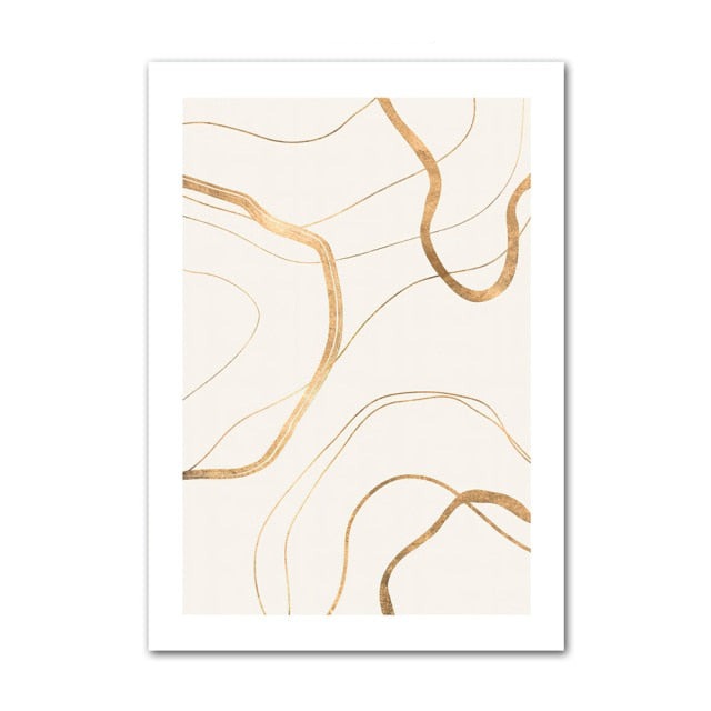 Gold lines canvas poster.