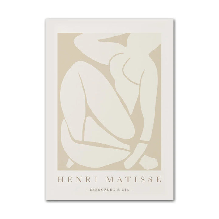 Henri Matisse inspired nude silhouette canvas print in beige tones