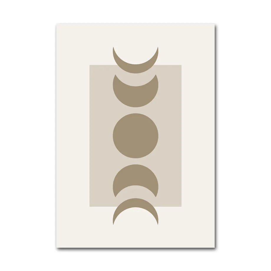 Many moons canvas print in fawn and cream.