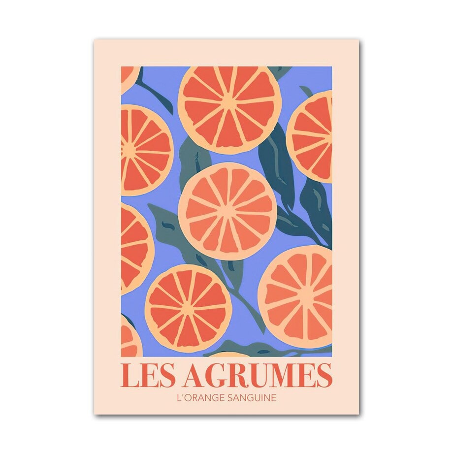 Orange fruit canvas poster.