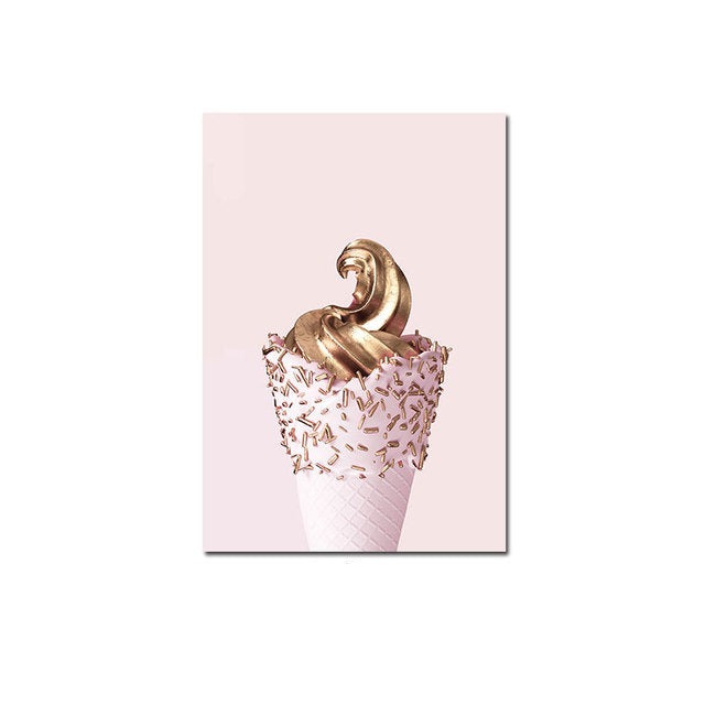 Pink and gold ice cream poster.