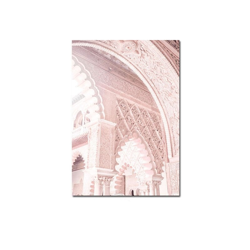 Pink building canvas poster.