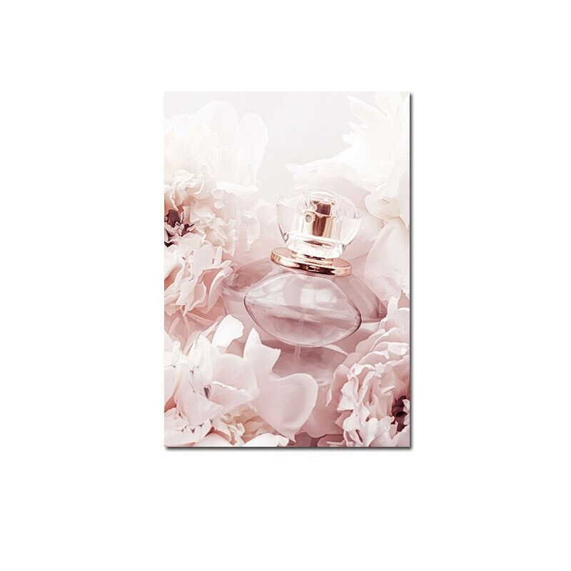Pink flower perfume poster.