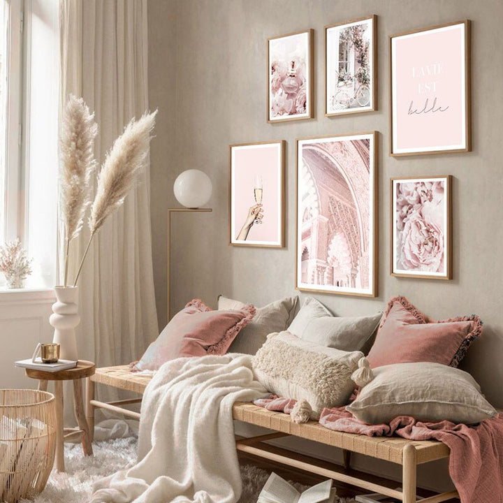 Pink wall art poster set.