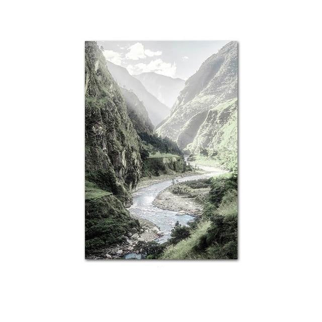 River in valley canvas poster.