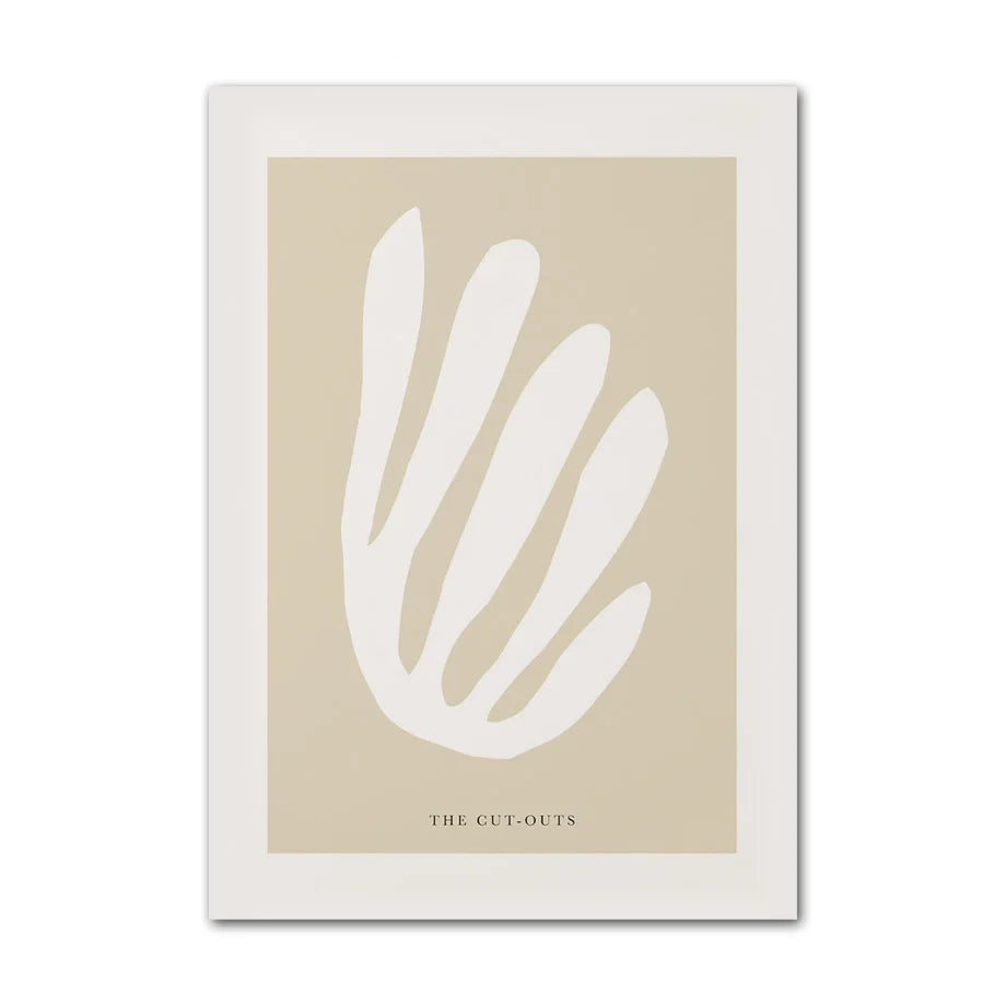 Sand botanical leaf line art canvas print on neutral background