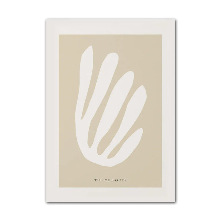 Sand botanical leaf line art canvas print on neutral background