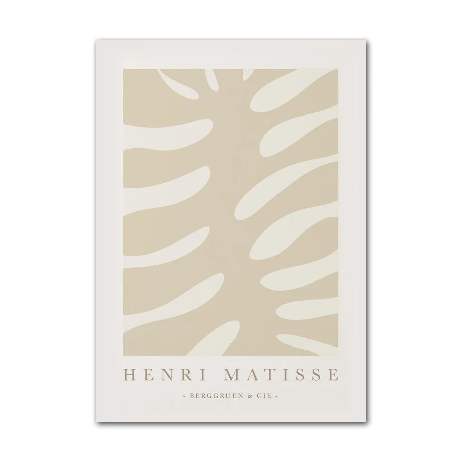 Sand leaf abstract cutout canvas print — neutral beige wall art