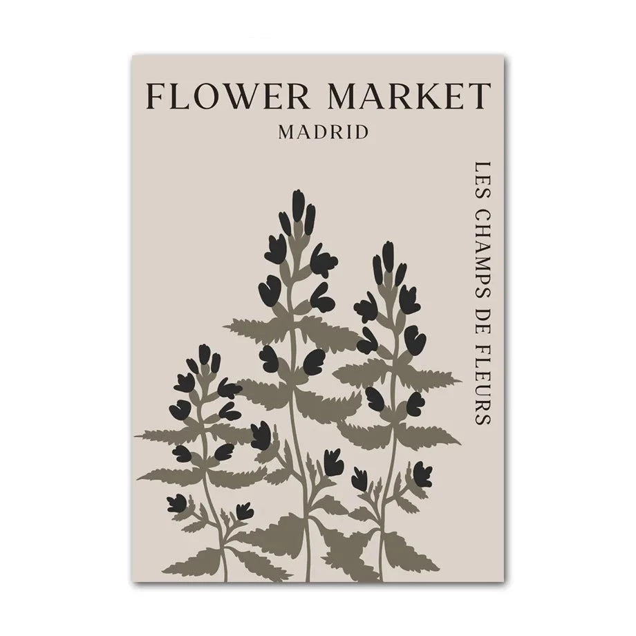 Beige floral botanical canvas print — Flora collection by Artvsta