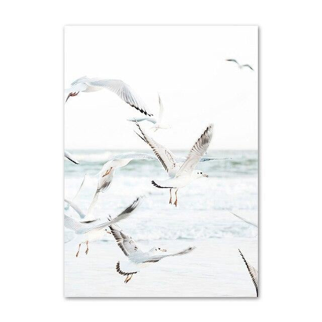 Seagulls canvas poster.