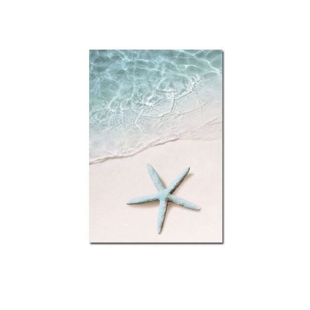 Starfish on beach canvas poster.