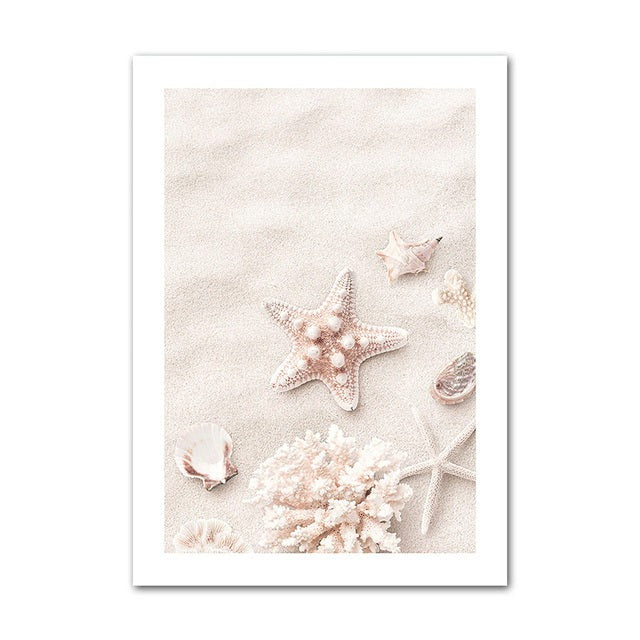 Star fish on sand poster.