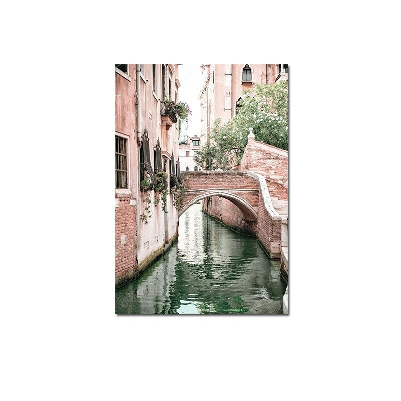 Venice stream underpass canvas poster.
