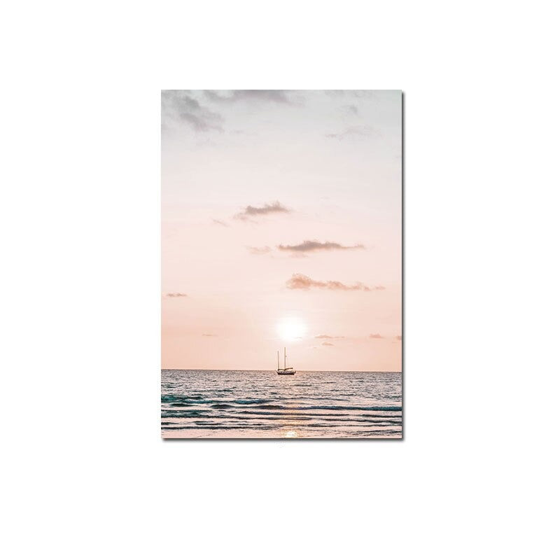 Sunset sea view canvas poster.