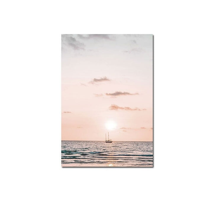 Sunset sea view canvas poster.