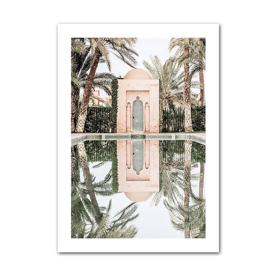 Tropical pool canvas poster.